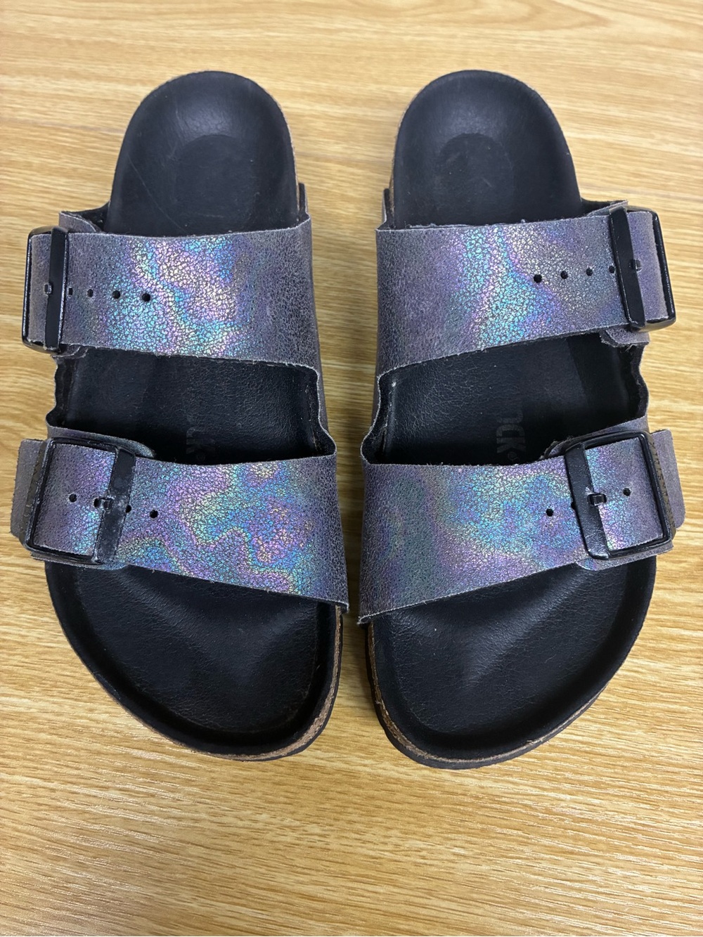 Birkenstock Kids Holographic Double-Buckle Sandals - Iridescent Purple-Blue